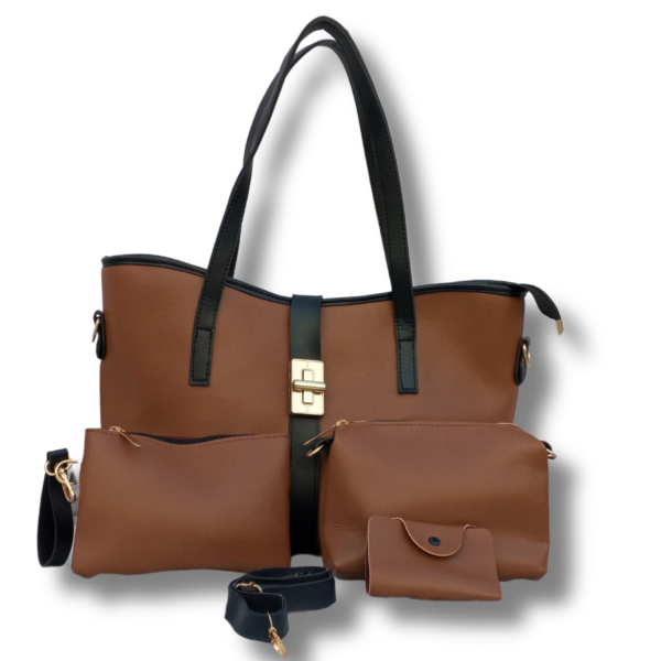 Elegant Handbags Brown 4 in 1