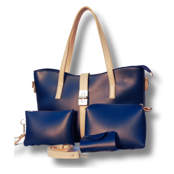 Elegant Handbags Blue 4 in 1