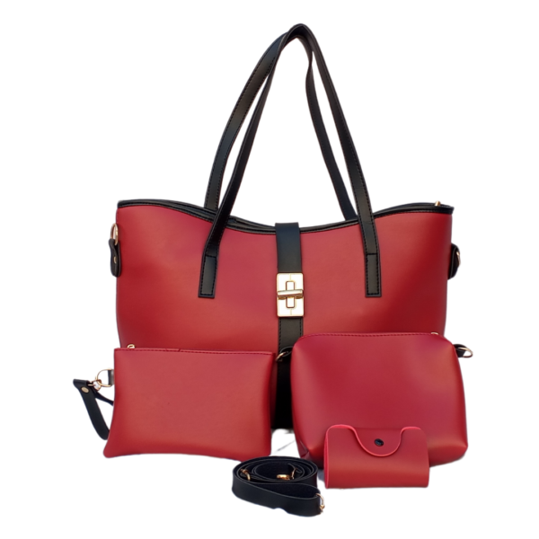 Elegant Handbags Red 4 in 1